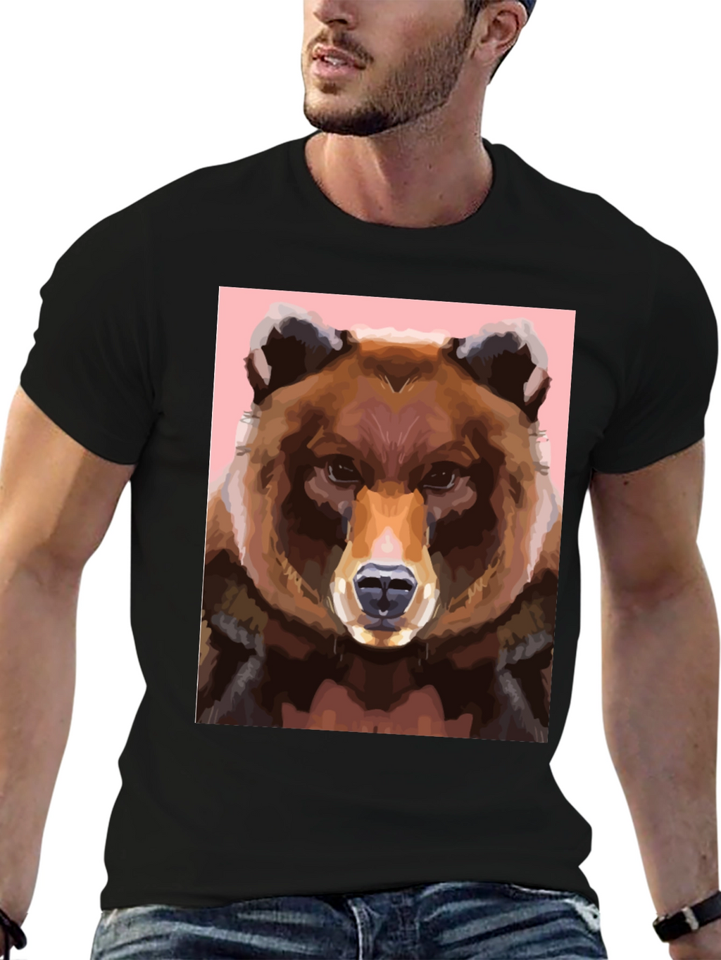 Bear Graphic Tee - Cool Animal Print Shirt