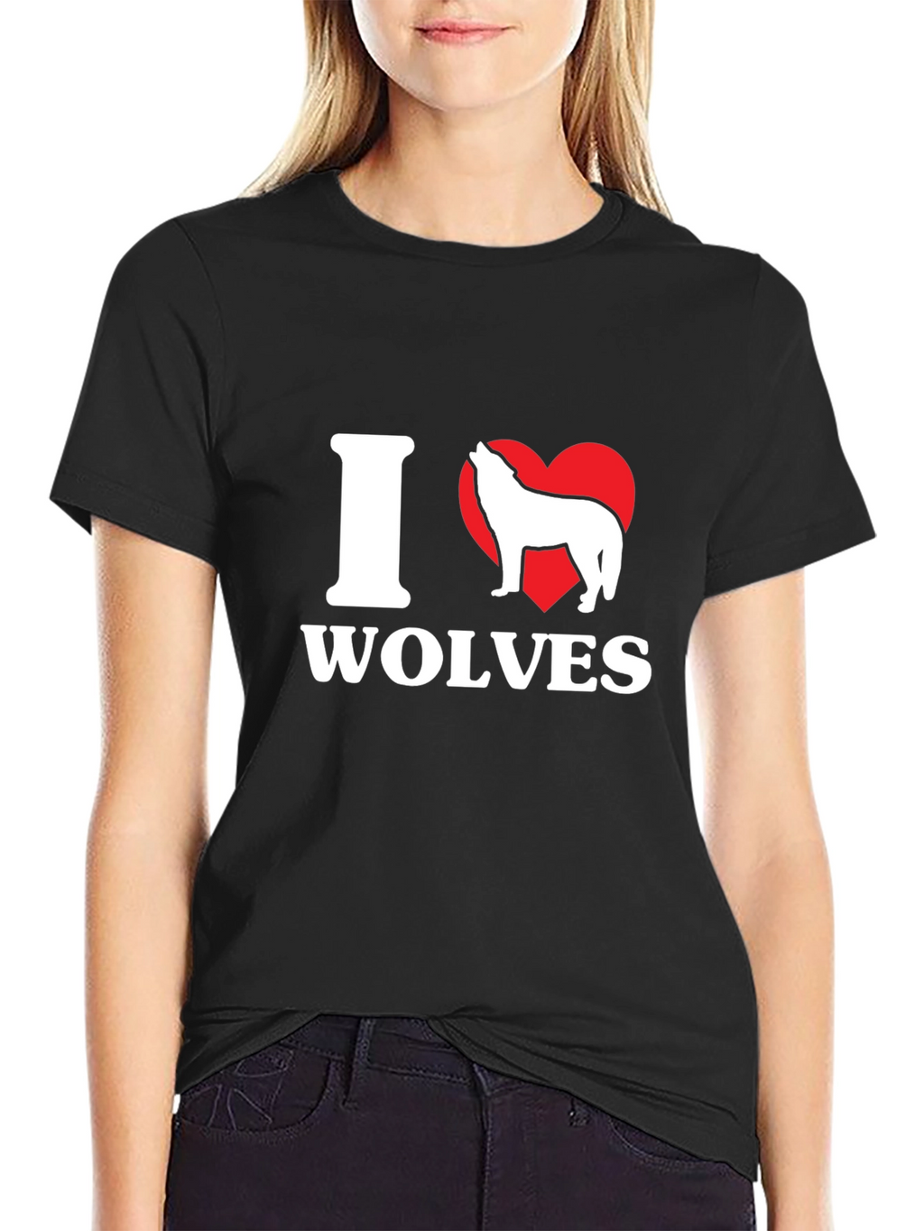 I Heart Wolves Graphic T-Shirt - Mens Black Tee