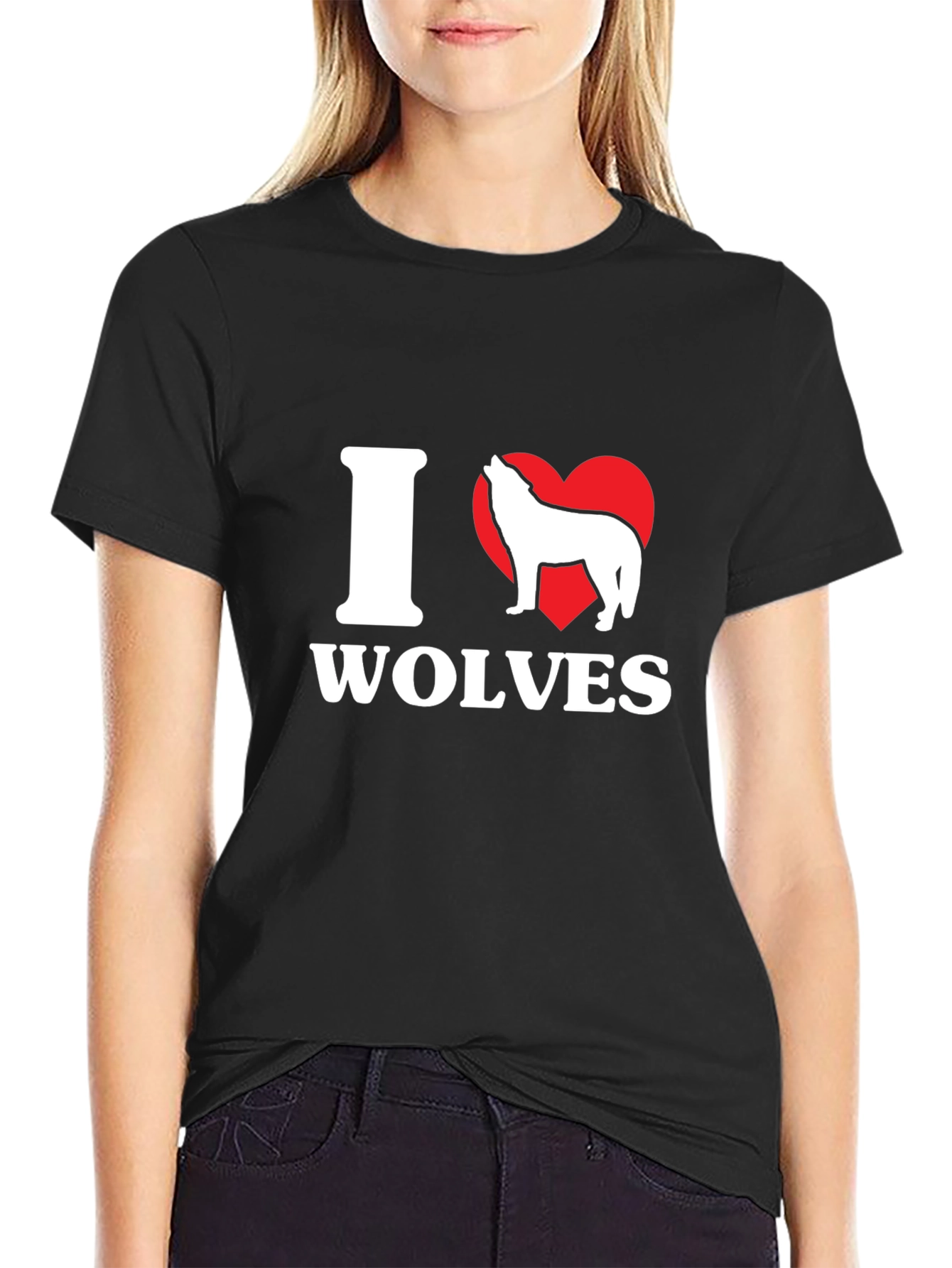 I Heart Wolves Graphic T-Shirt - Mens Black Tee
