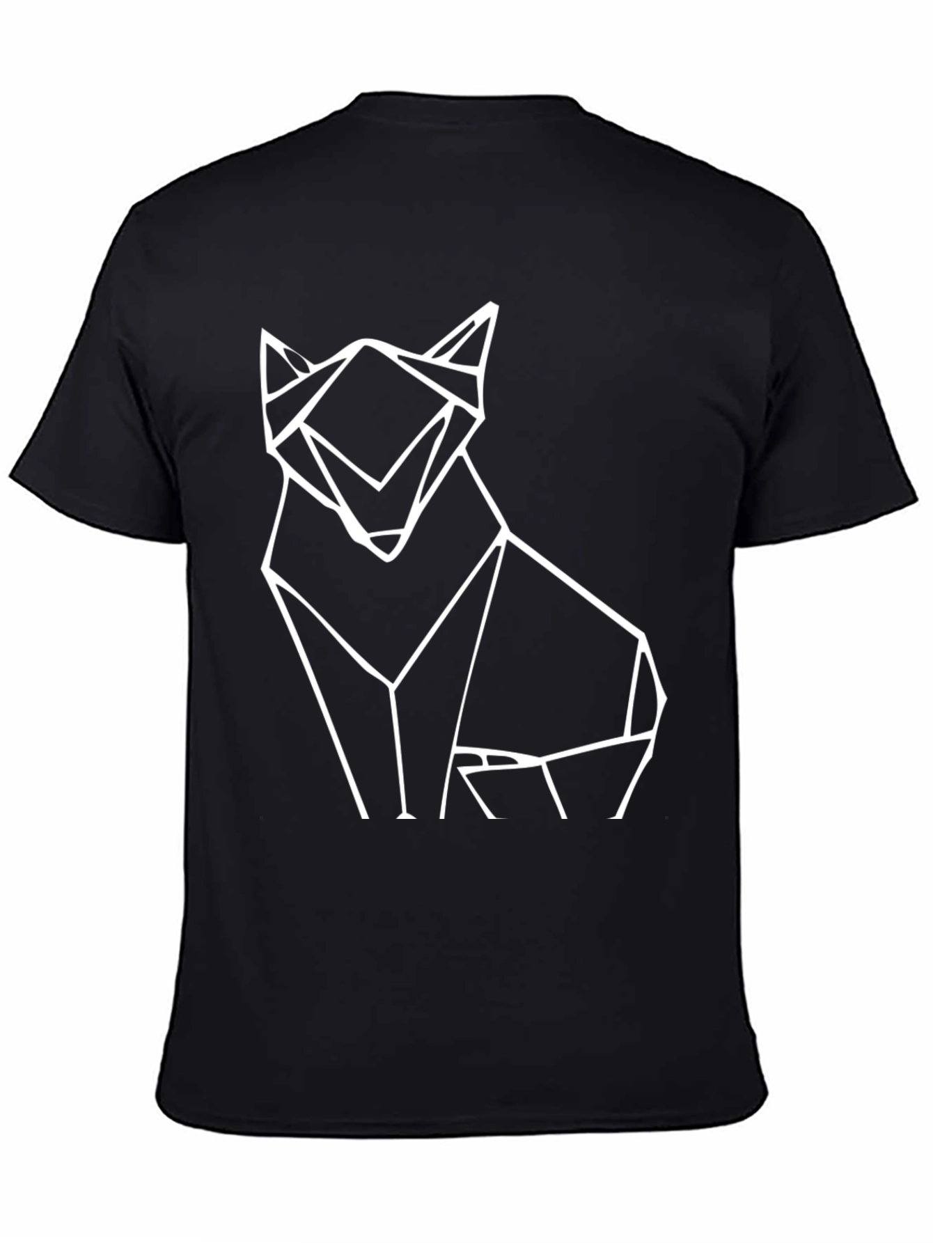 Geometric Wolf Graphic Tee - Black