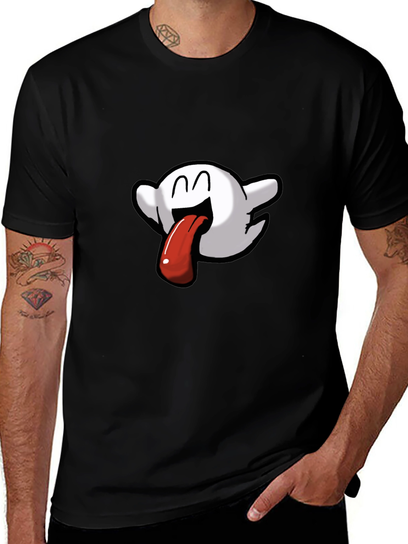 Boo Tongue T-Shirt - Quirky Black Tee