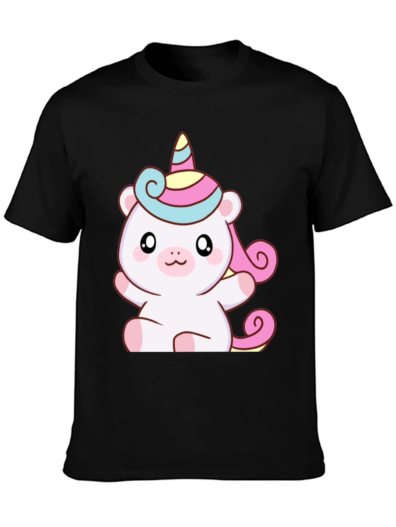 Cute Unicorn Bear Graphic Black T-Shirt