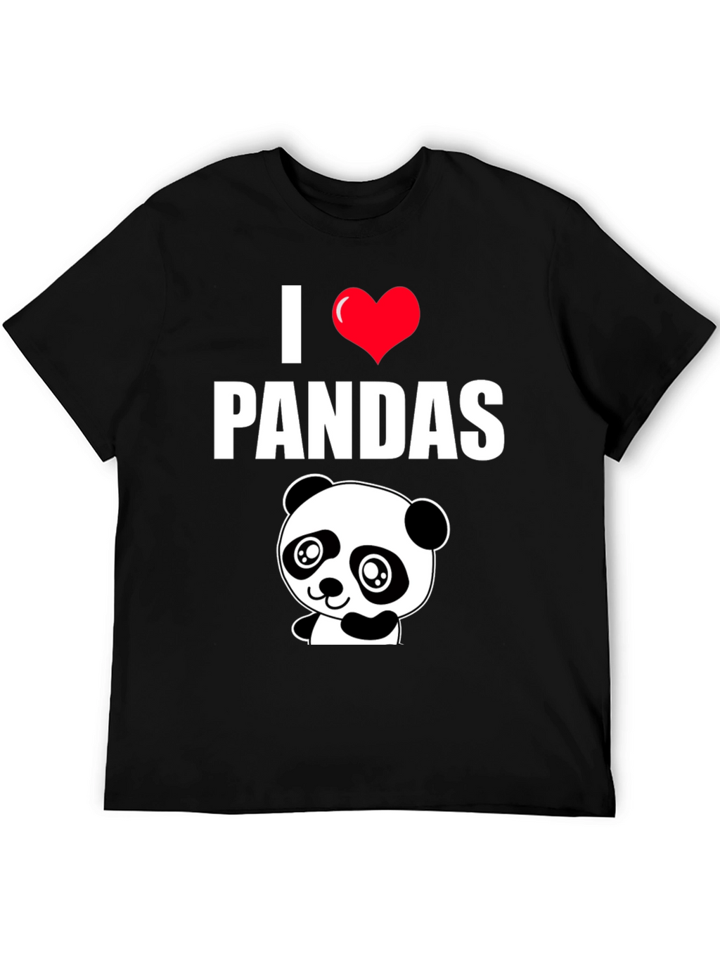 I Heart Pandas Black Graphic Tee Shirt