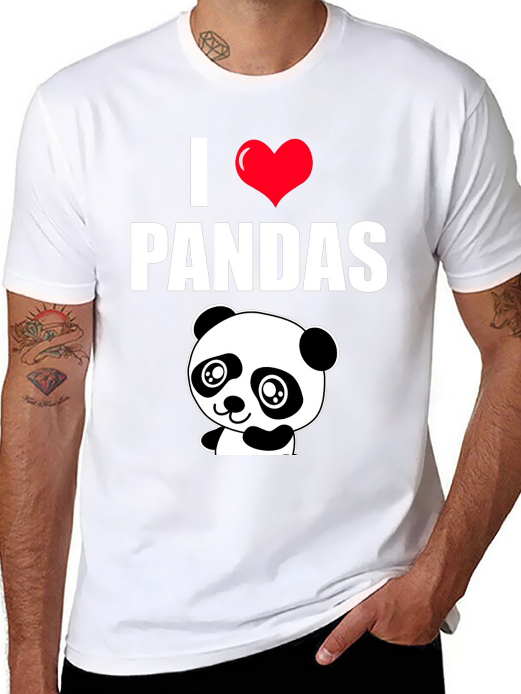 I Heart Pandas Black Graphic Tee Shirt