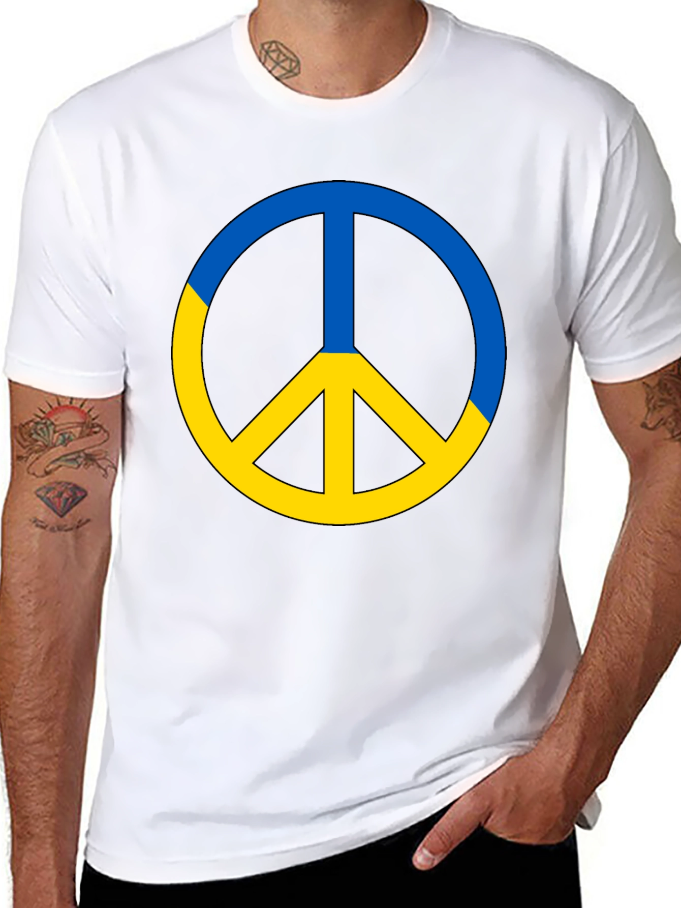 Ukraine Peace Sign T-Shirt - Black