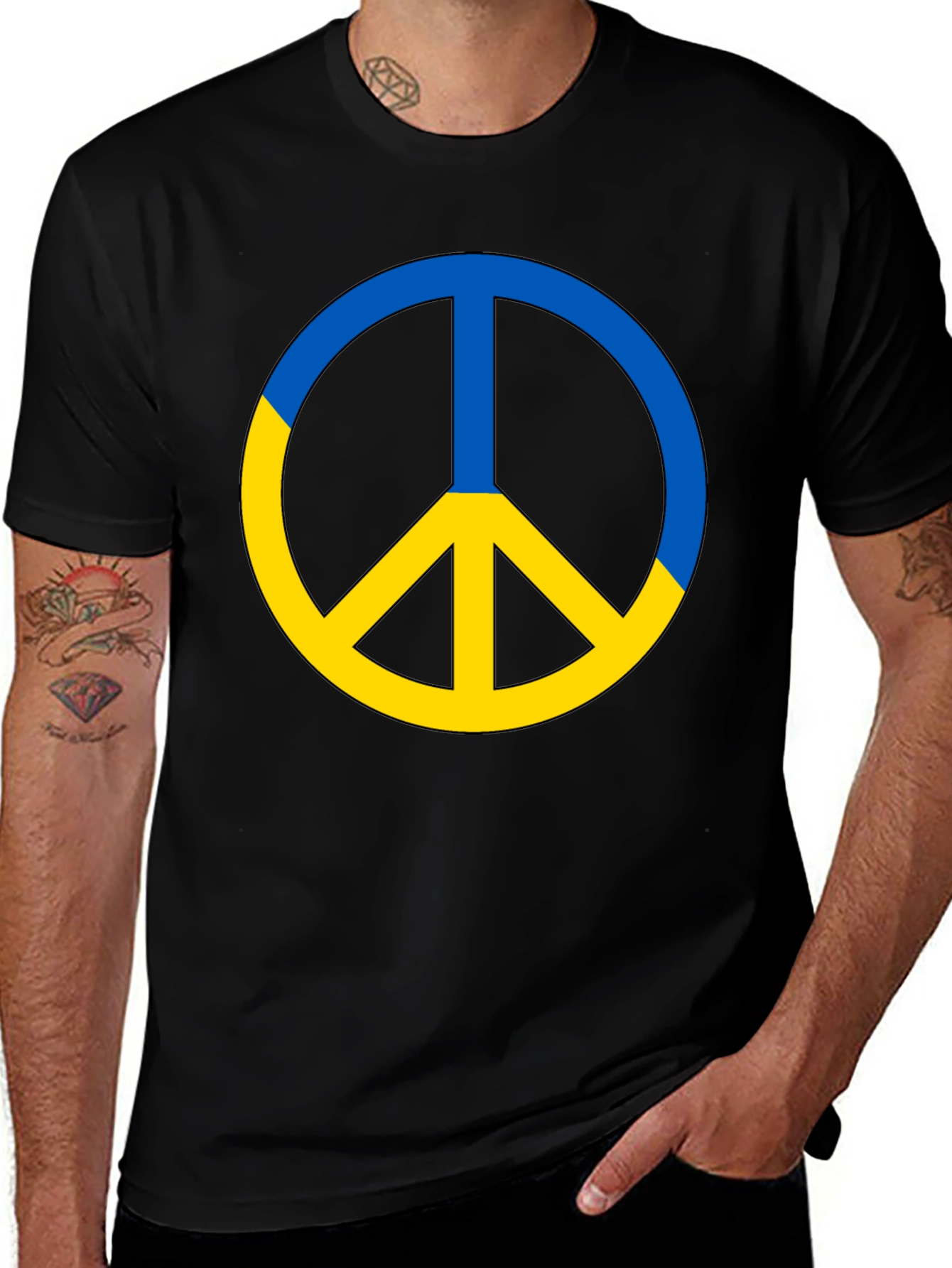 Ukraine Peace Sign T-Shirt - Black