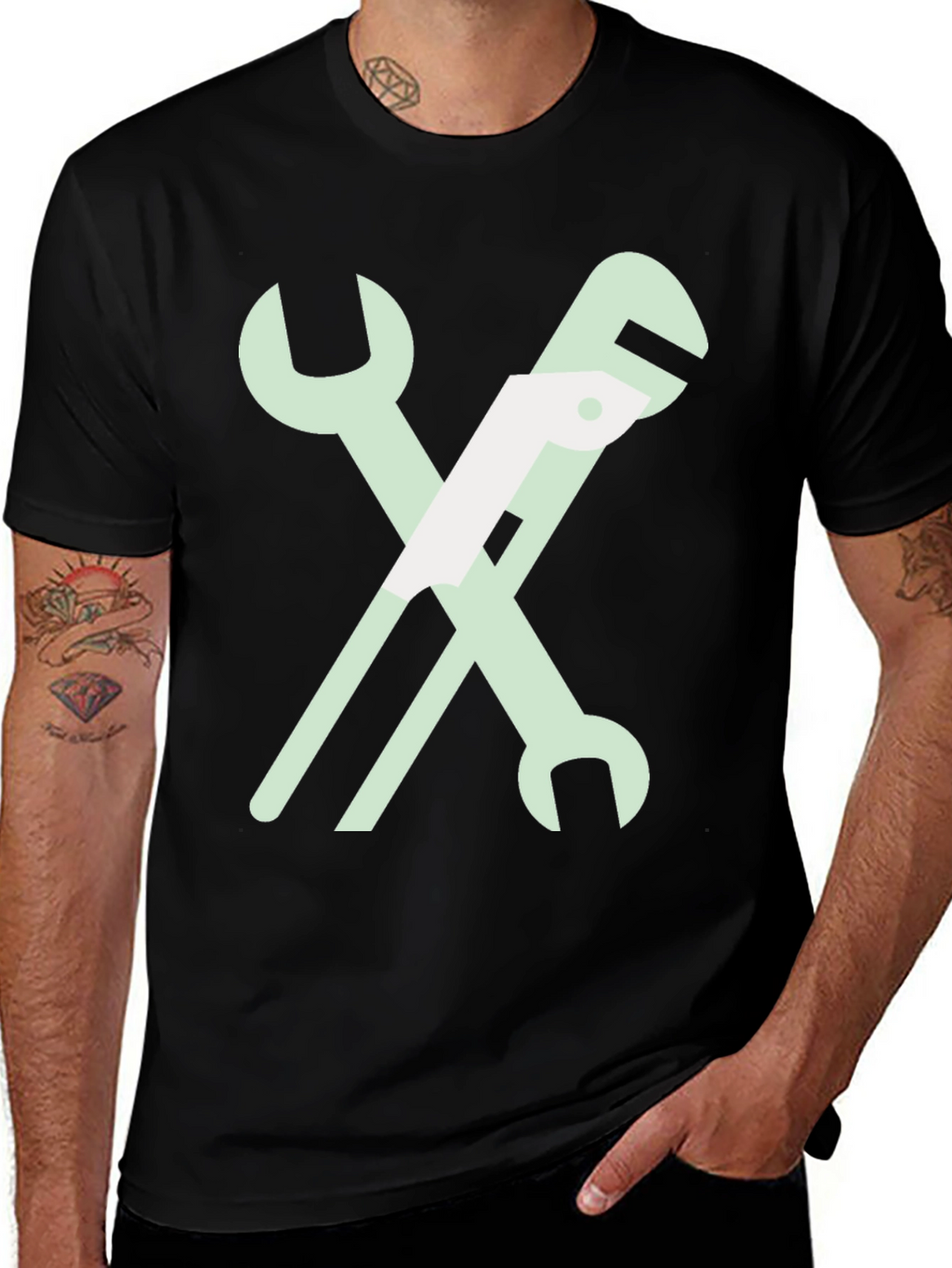 Wrench Graphic T-Shirt - Black Cotton Tee