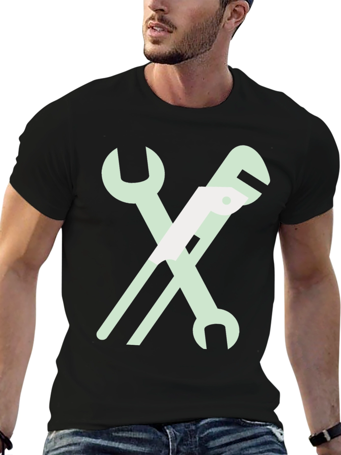 Wrench Graphic T-Shirt - Black Cotton Tee