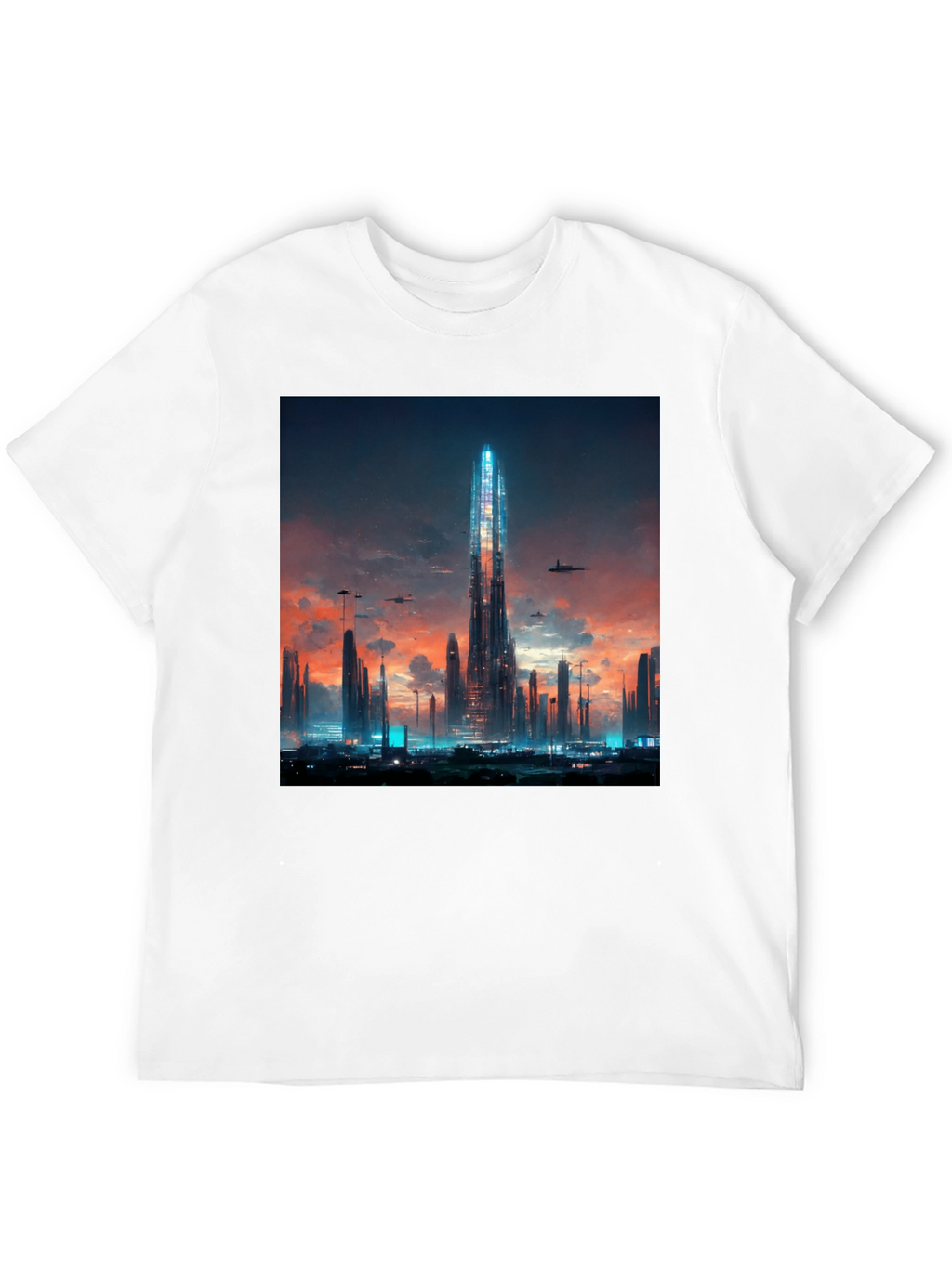 Futuristic Cityscape Black T-Shirt