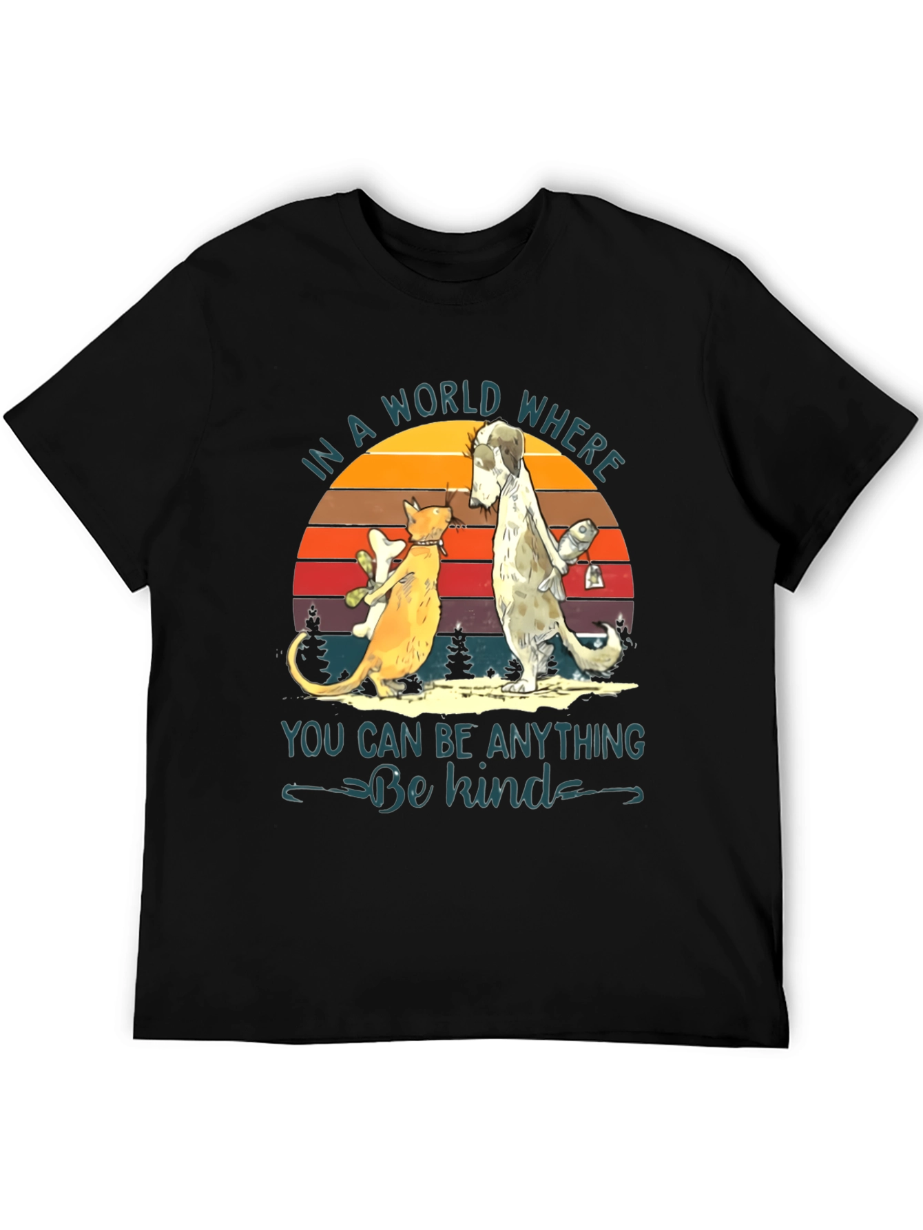 Be Kind T-Shirt: Cat & Dog Graphic Tee