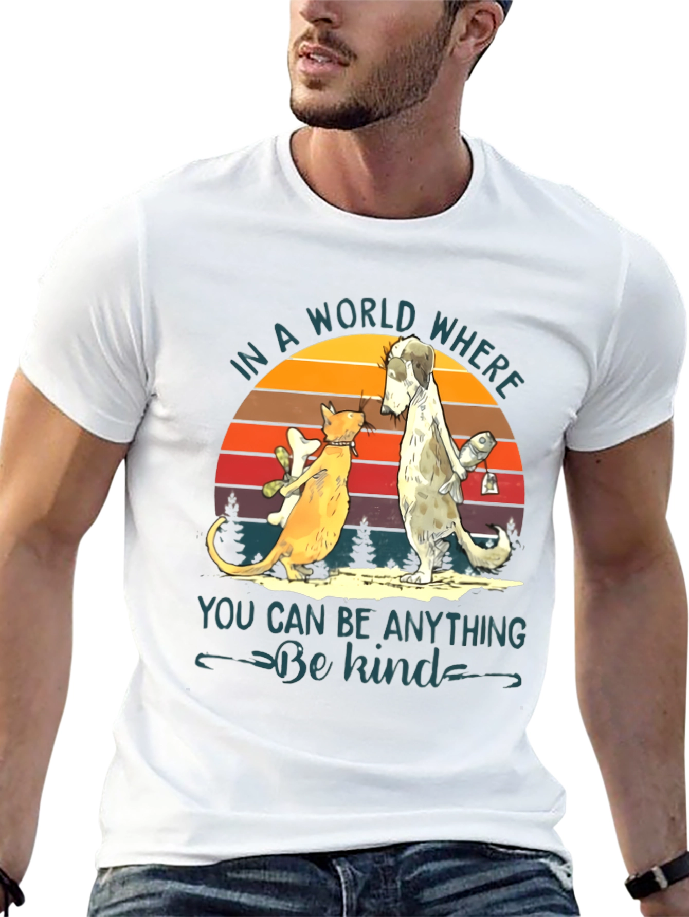Be Kind T-Shirt: Cat & Dog Graphic Tee