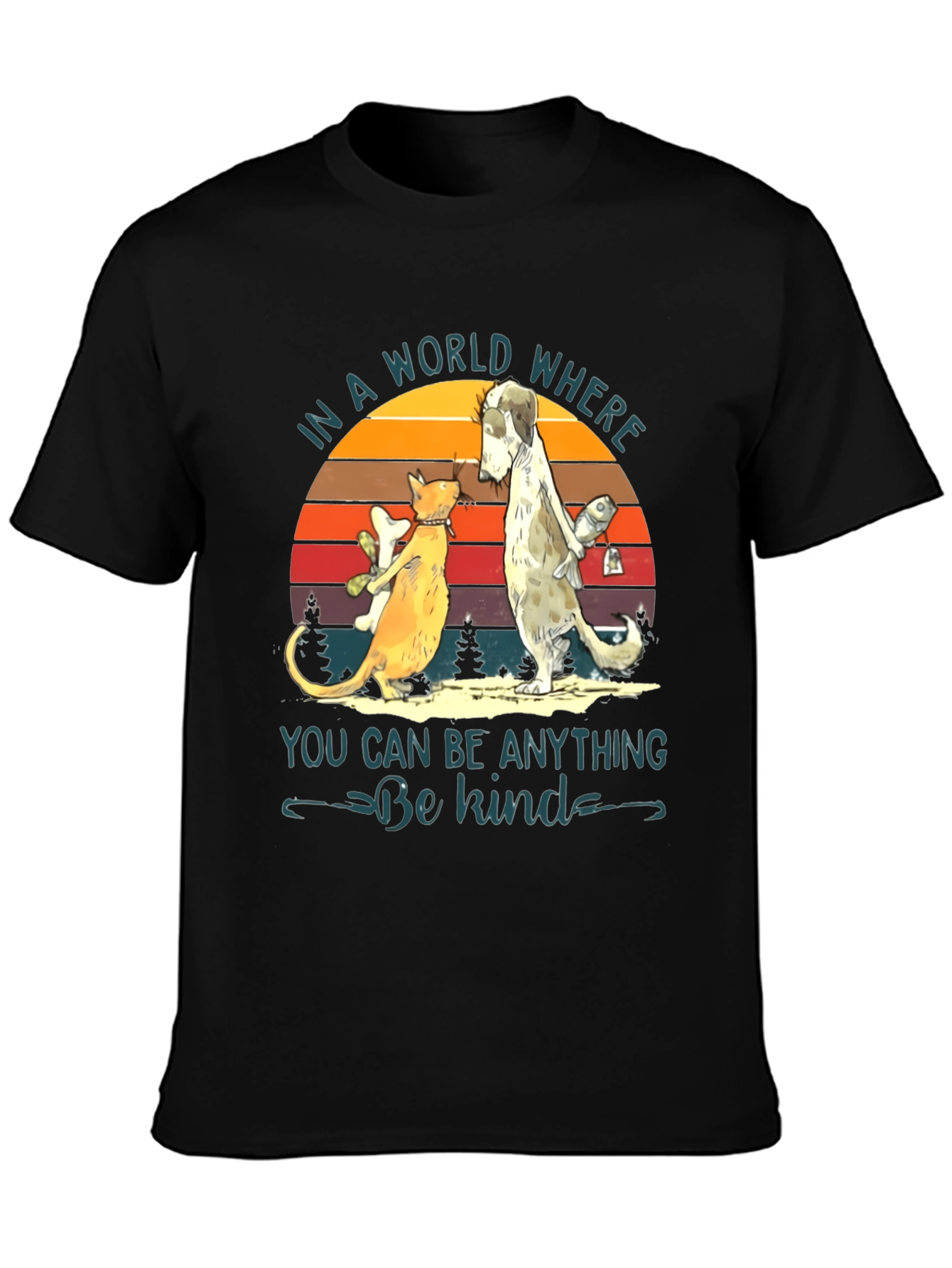 Be Kind T-Shirt: Cat & Dog Graphic Tee