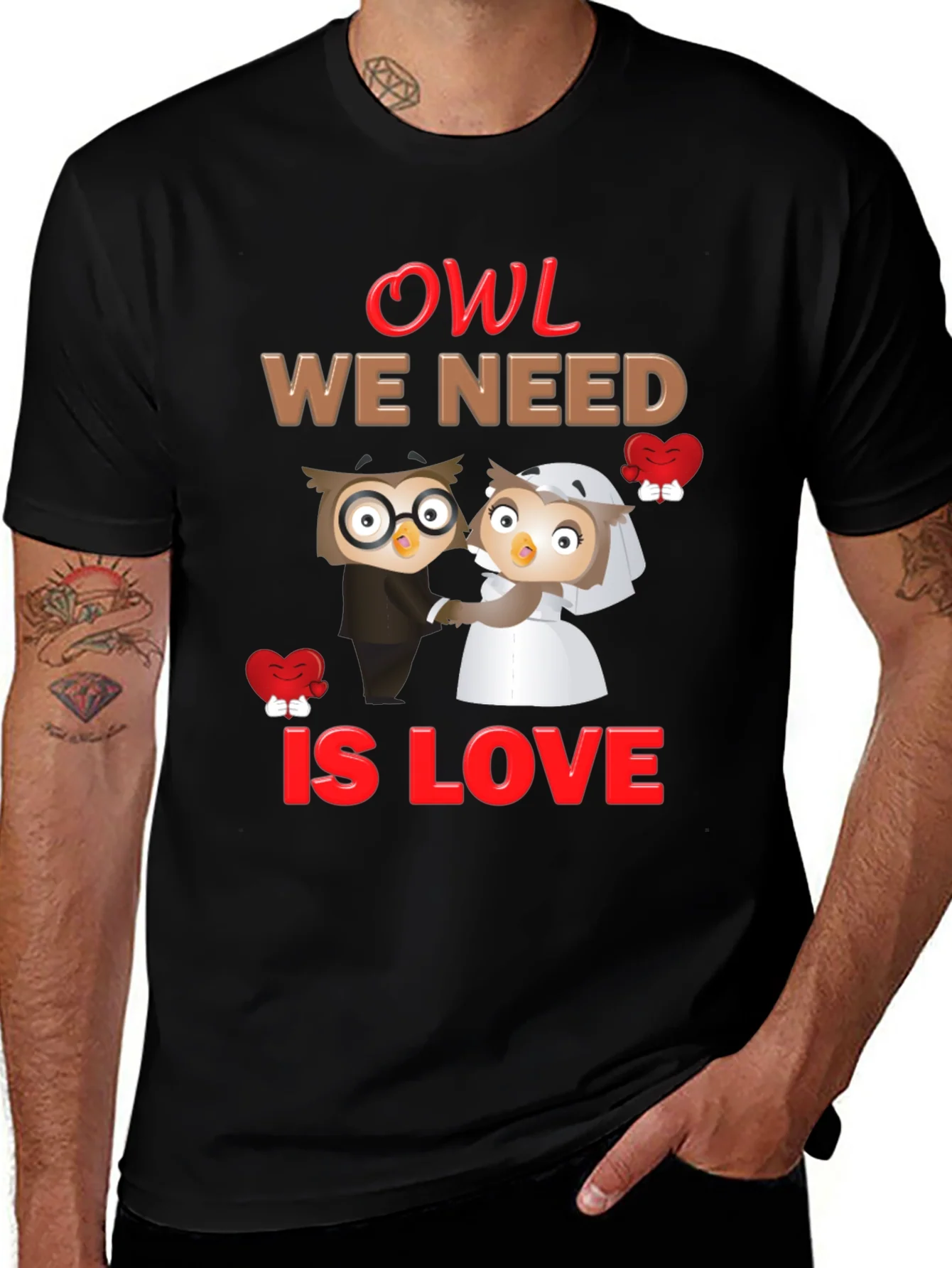 Owl We Need Is Love Graphic T-Shirt