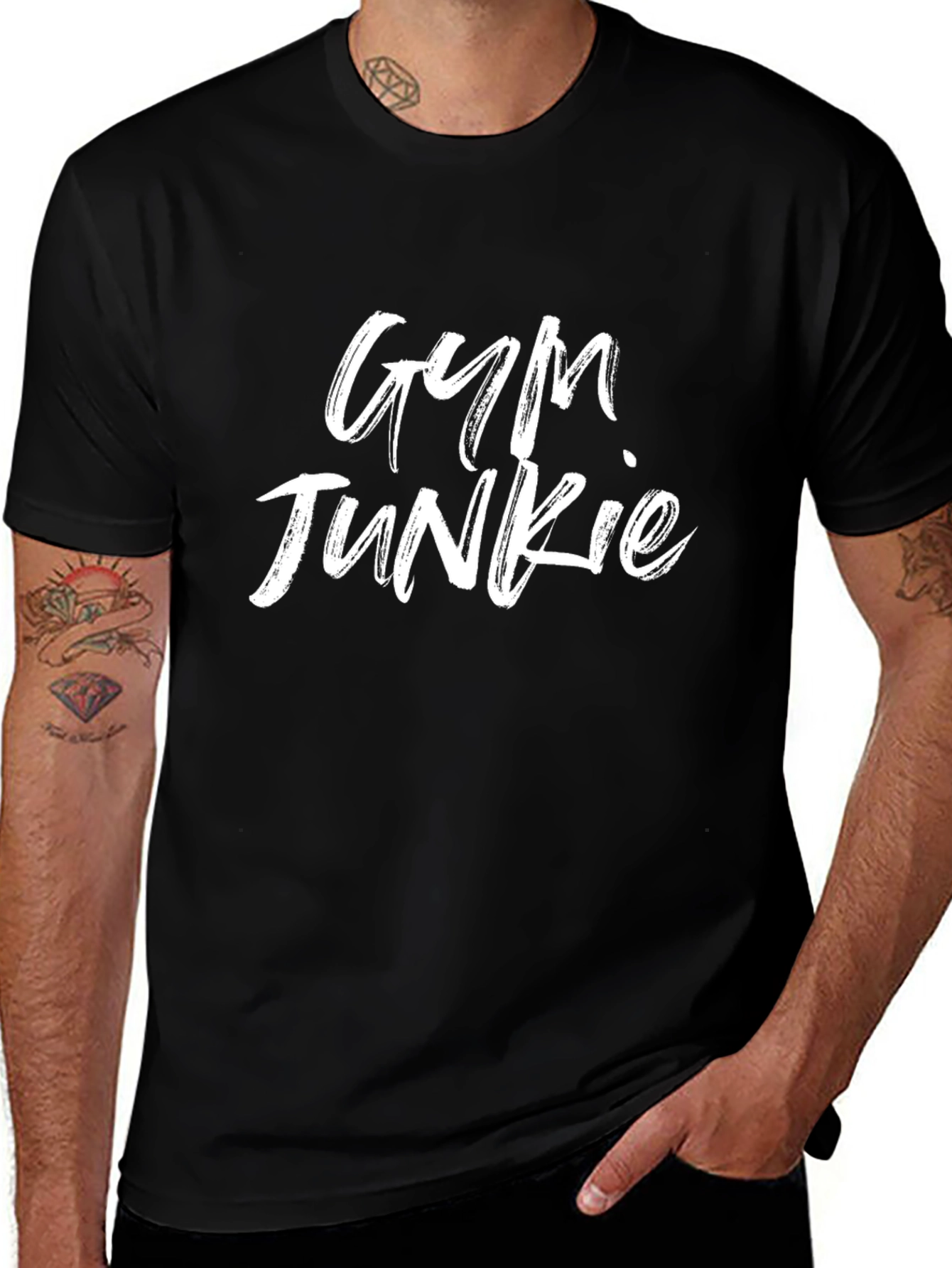 Gym Junkie T-Shirt - Mens Black Tee with Bold Graphic