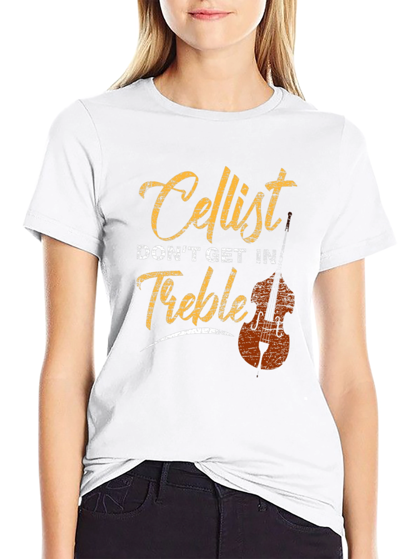 Cellist Dont Get In Treble Graphic T-Shirt