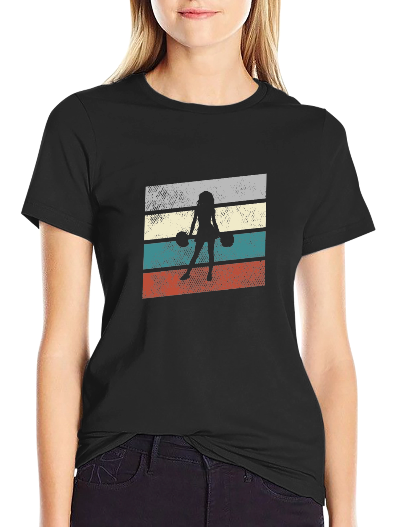 Vintage Style Female Bowler Graphic Tee - Black