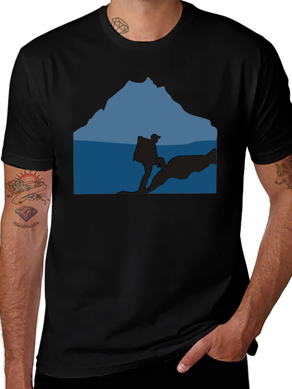 Outdoor Adventure Silhouette Graphic Tee - Black