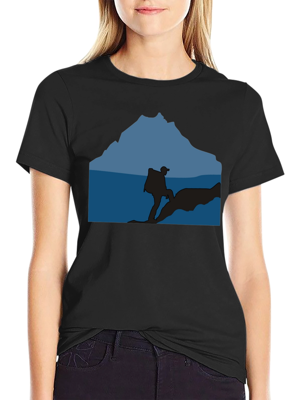 Outdoor Adventure Silhouette Graphic Tee - Black