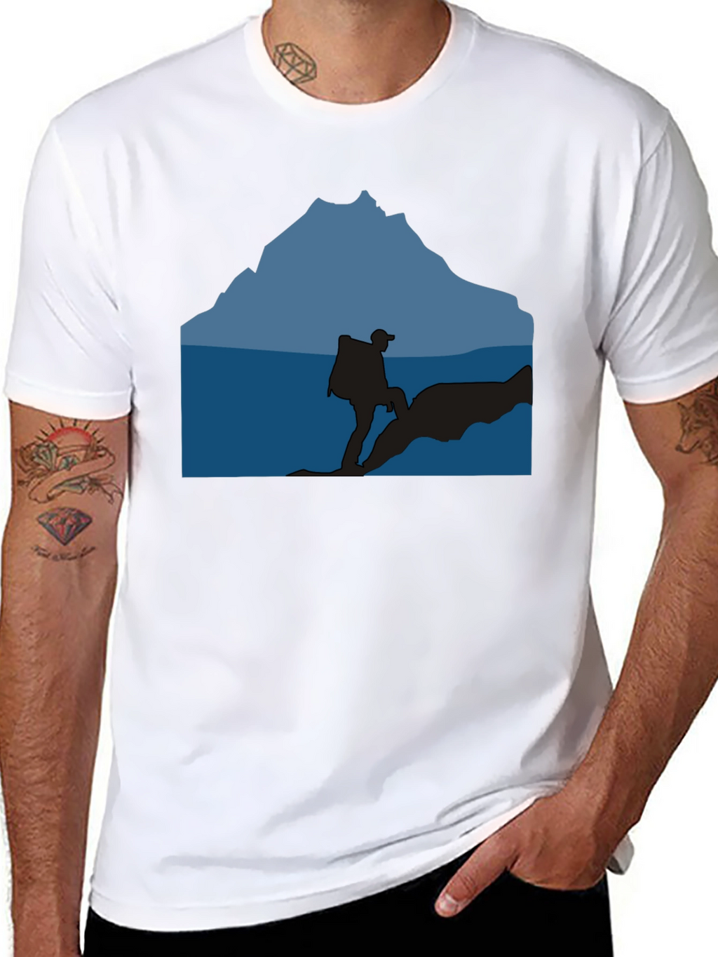 Outdoor Adventure Silhouette Graphic Tee - Black