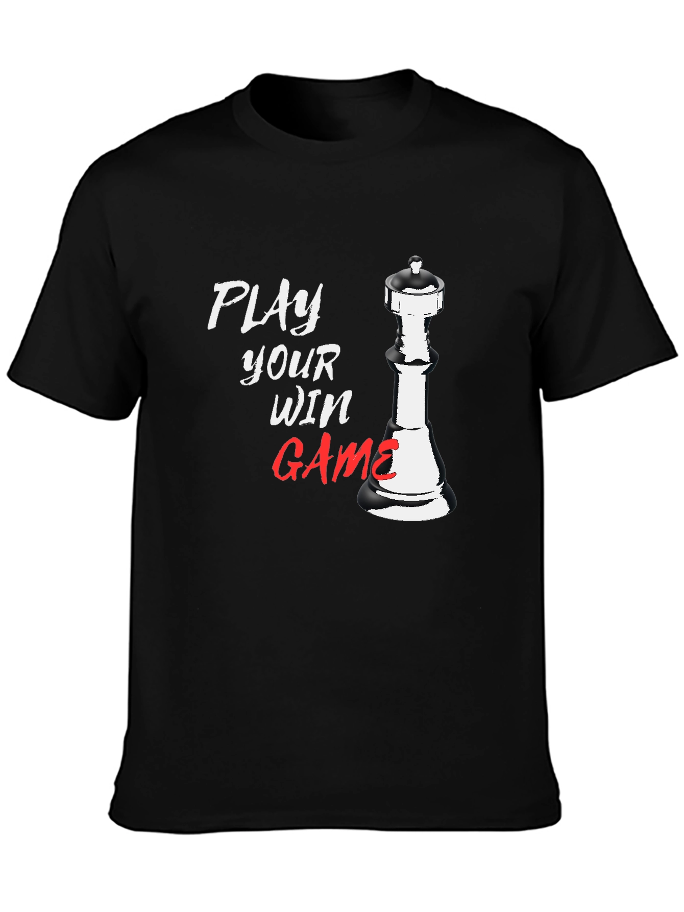 Play Your Win Game Chess Piece Black T-Shirt