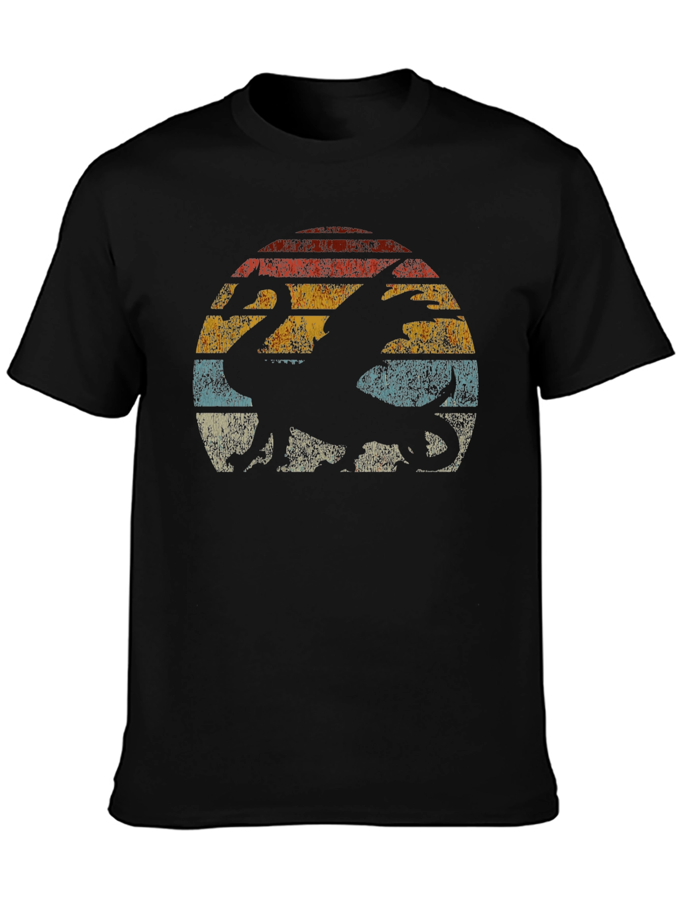 Retro Dragon Sunset Graphic T-Shirt - Vintage Style