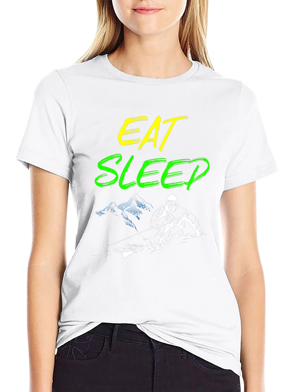 Eat Sleep Ski Black Graphic Tee