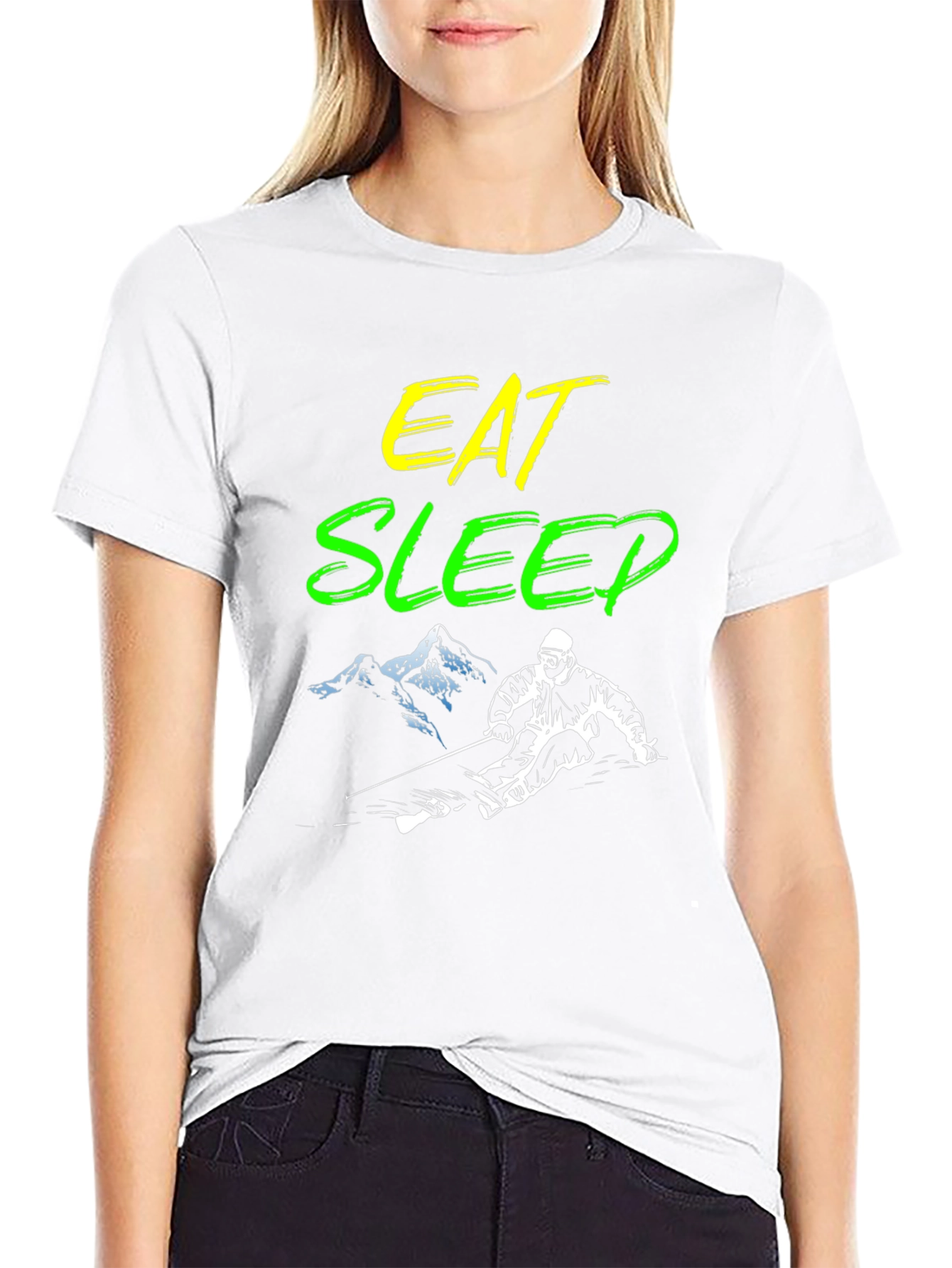 Eat Sleep Ski Black Graphic Tee