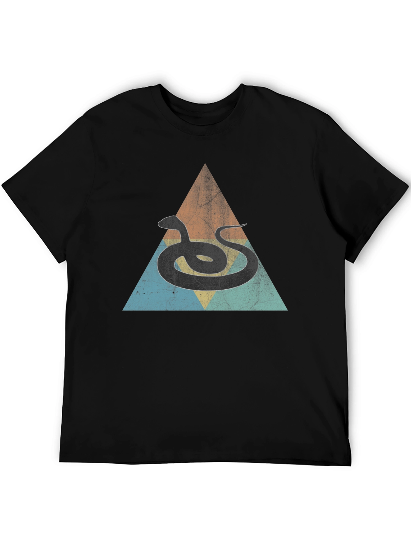 Retro Snake Triangle Graphic Tee - Unique Design