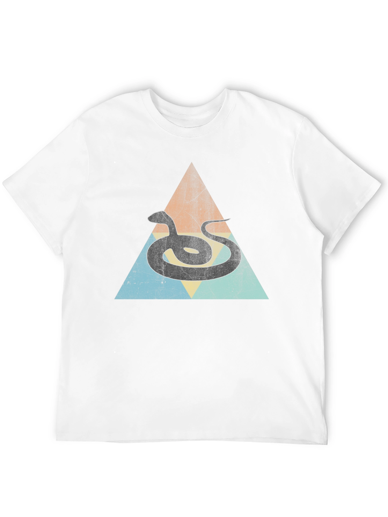 Retro Snake Triangle Graphic Tee - Unique Design