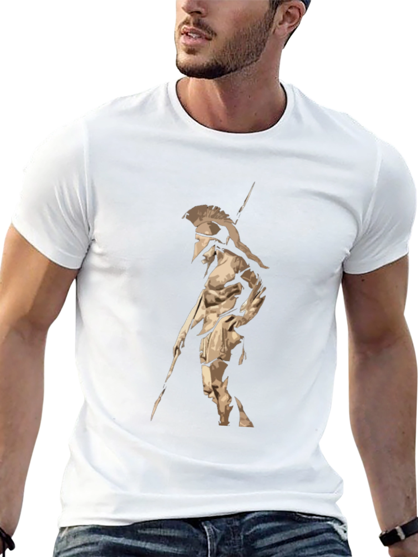 Spartan Warrior Graphic T-Shirt - Black Cotton Tee