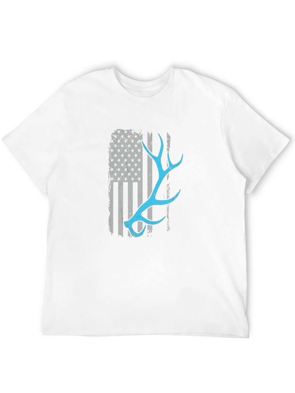 Deer Antler American Flag Black T-Shirt