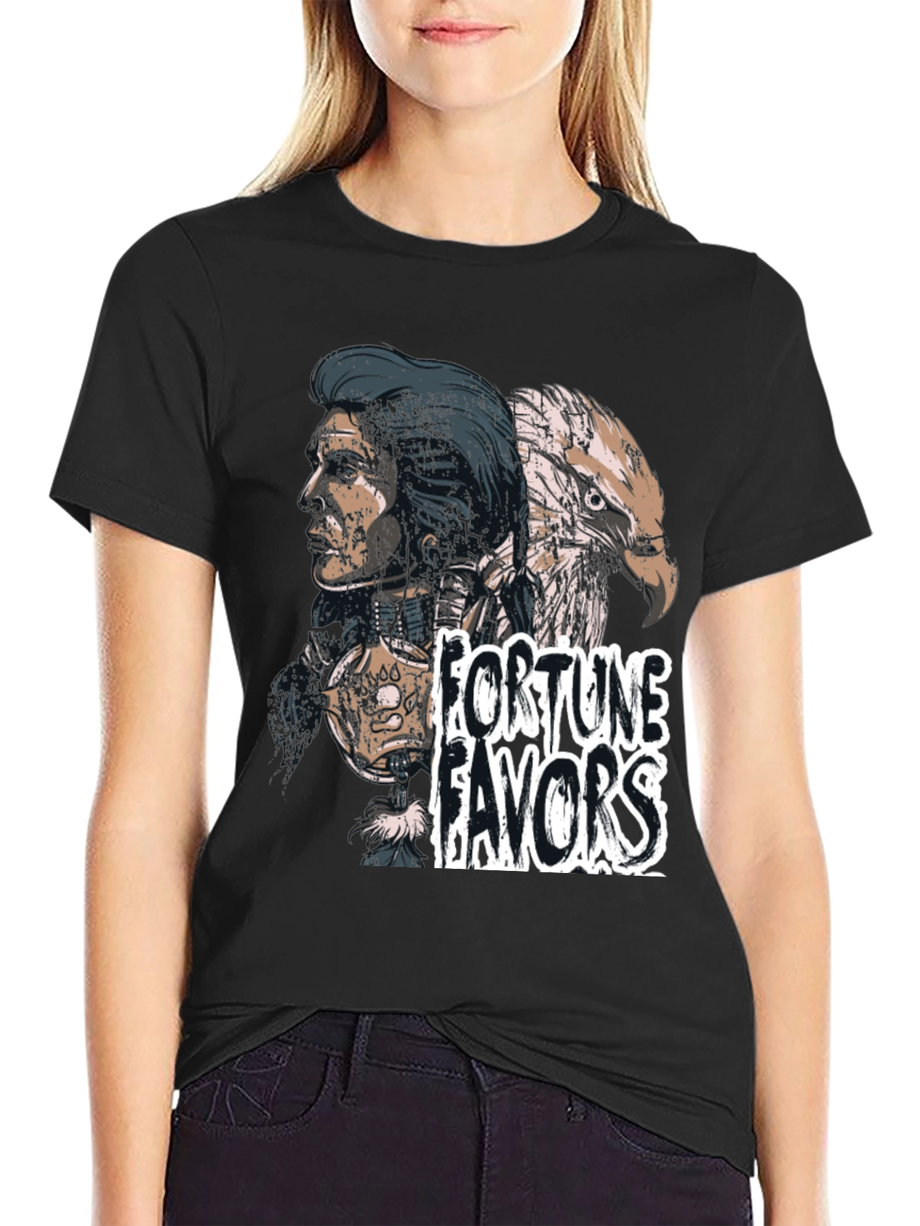 Fortune Favors Tee - Eagle & Native American Design
