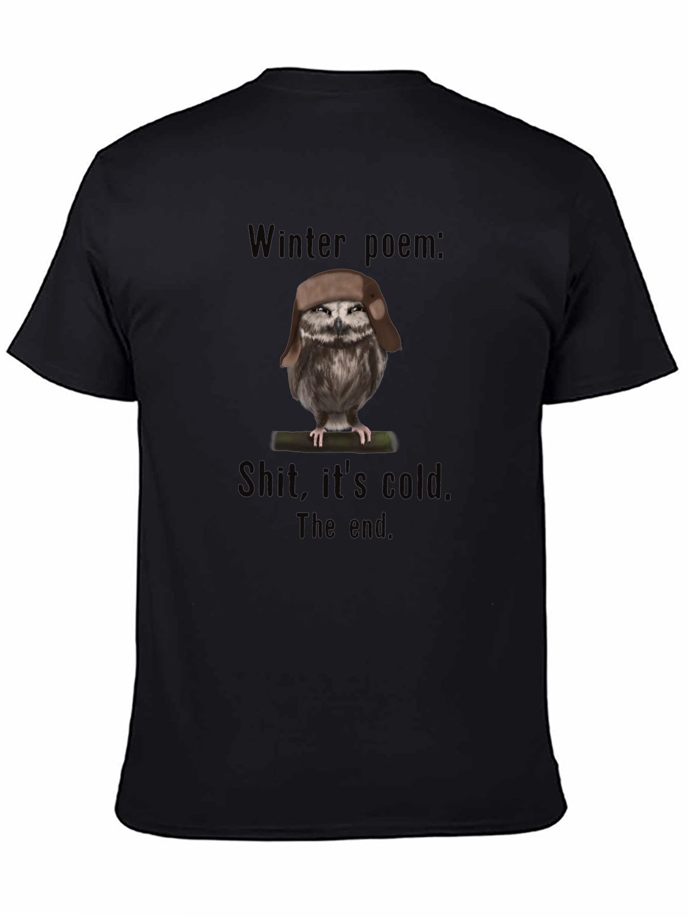 Winter Poem Owl T-Shirt - Funny Graphic Tee