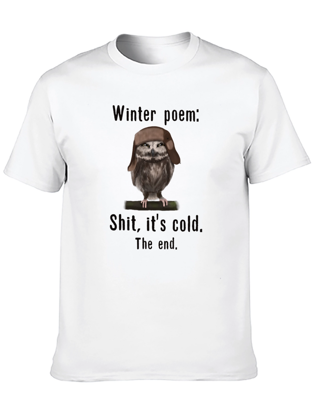 Winter Poem Owl T-Shirt - Funny Graphic Tee