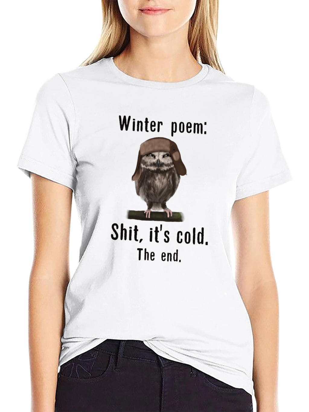 Winter Poem Owl T-Shirt - Funny Graphic Tee