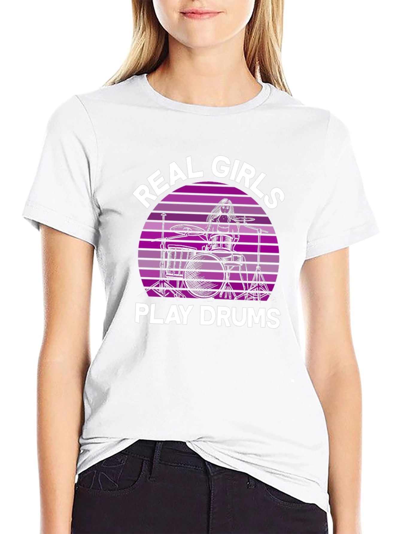 Real Girls Play Drums Graphic Tee - Black