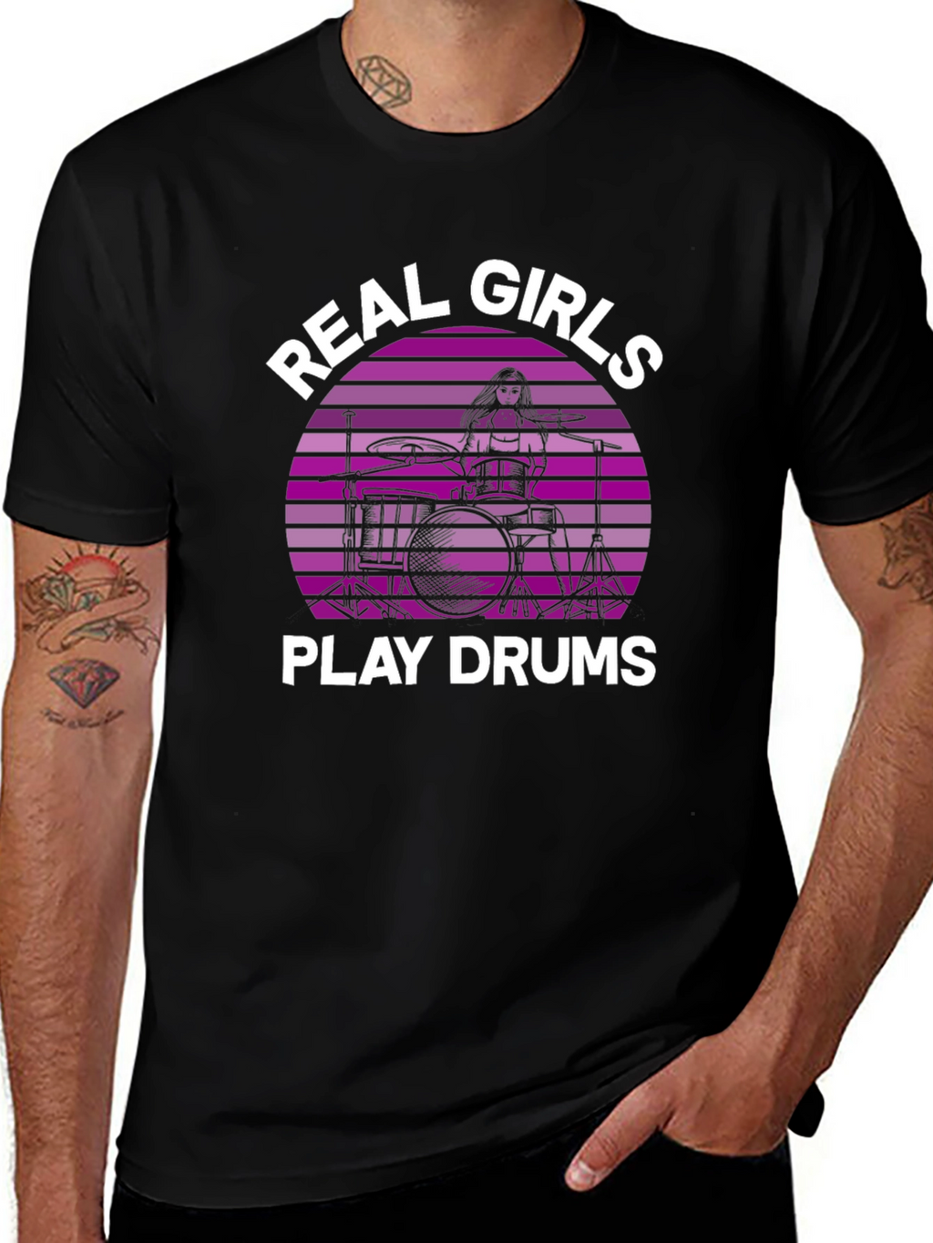 Real Girls Play Drums Graphic Tee - Black