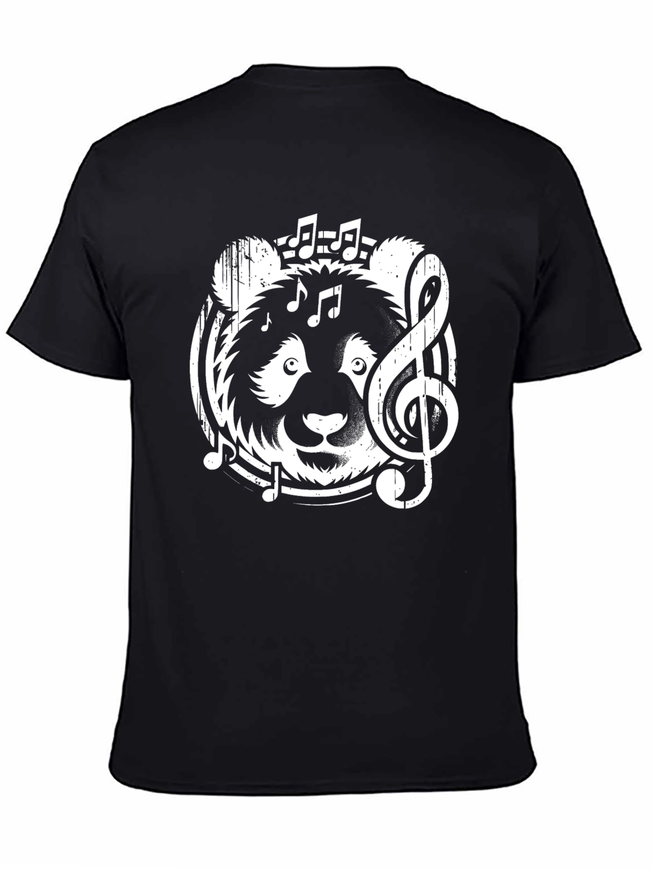 Musical Panda Graphic T-Shirt - Black Crew Neck Tee