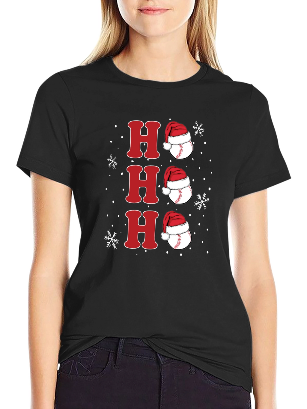 Festive Baseball Santa Hat Tee