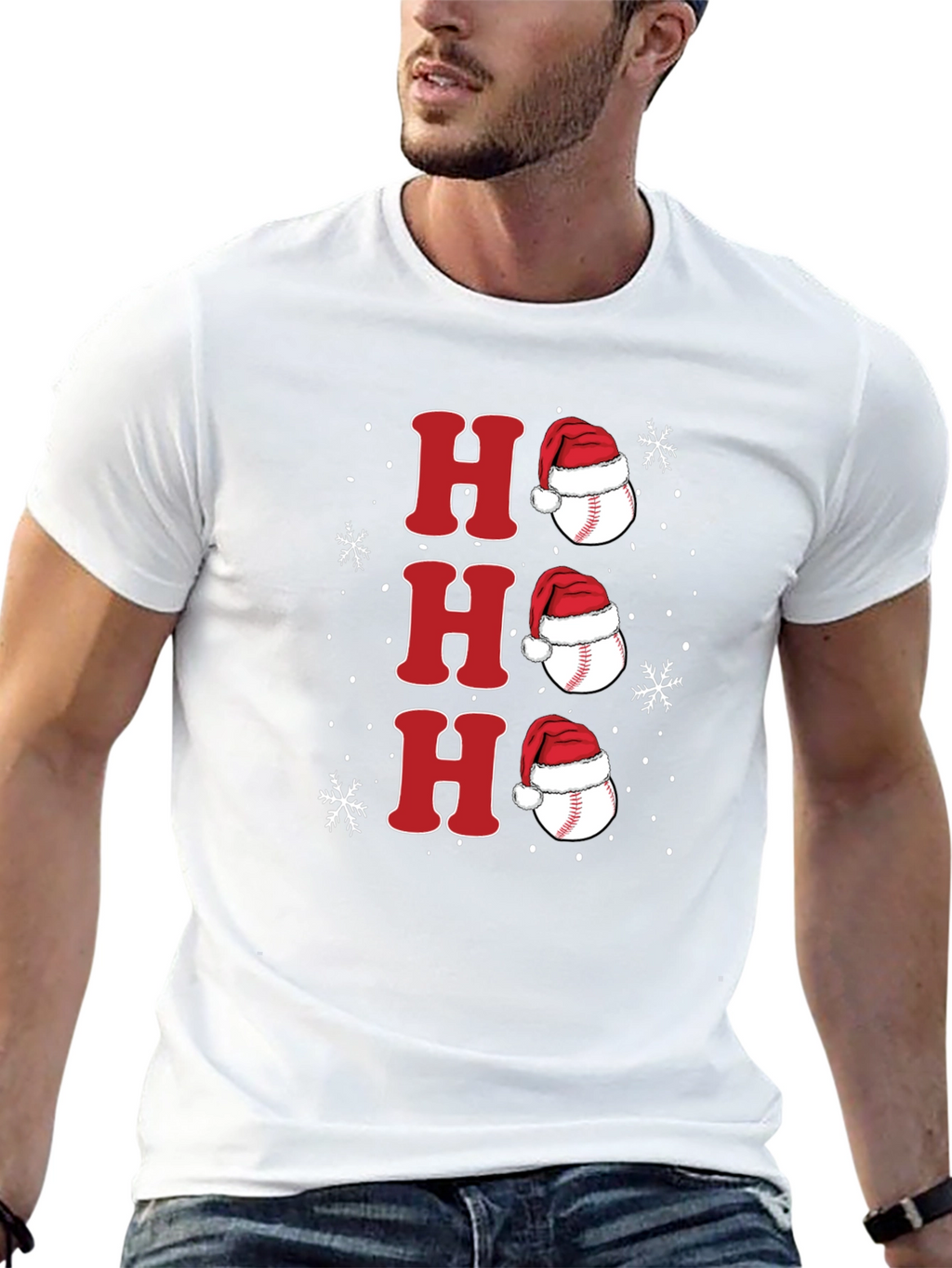 Festive Baseball Santa Hat Tee