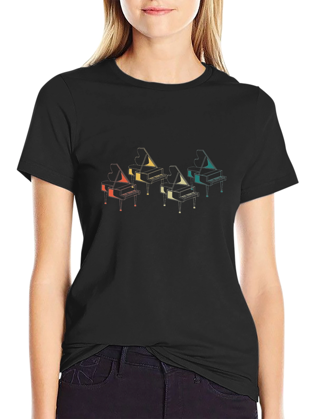 Retro Piano Graphic T-Shirt - Music Lover Tee