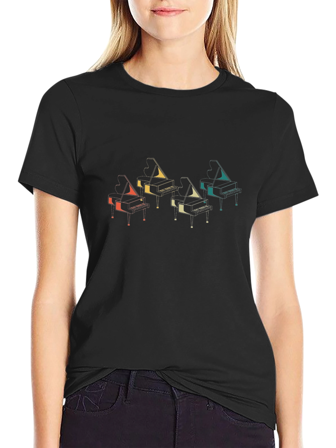 Retro Piano Graphic T-Shirt - Music Lover Tee