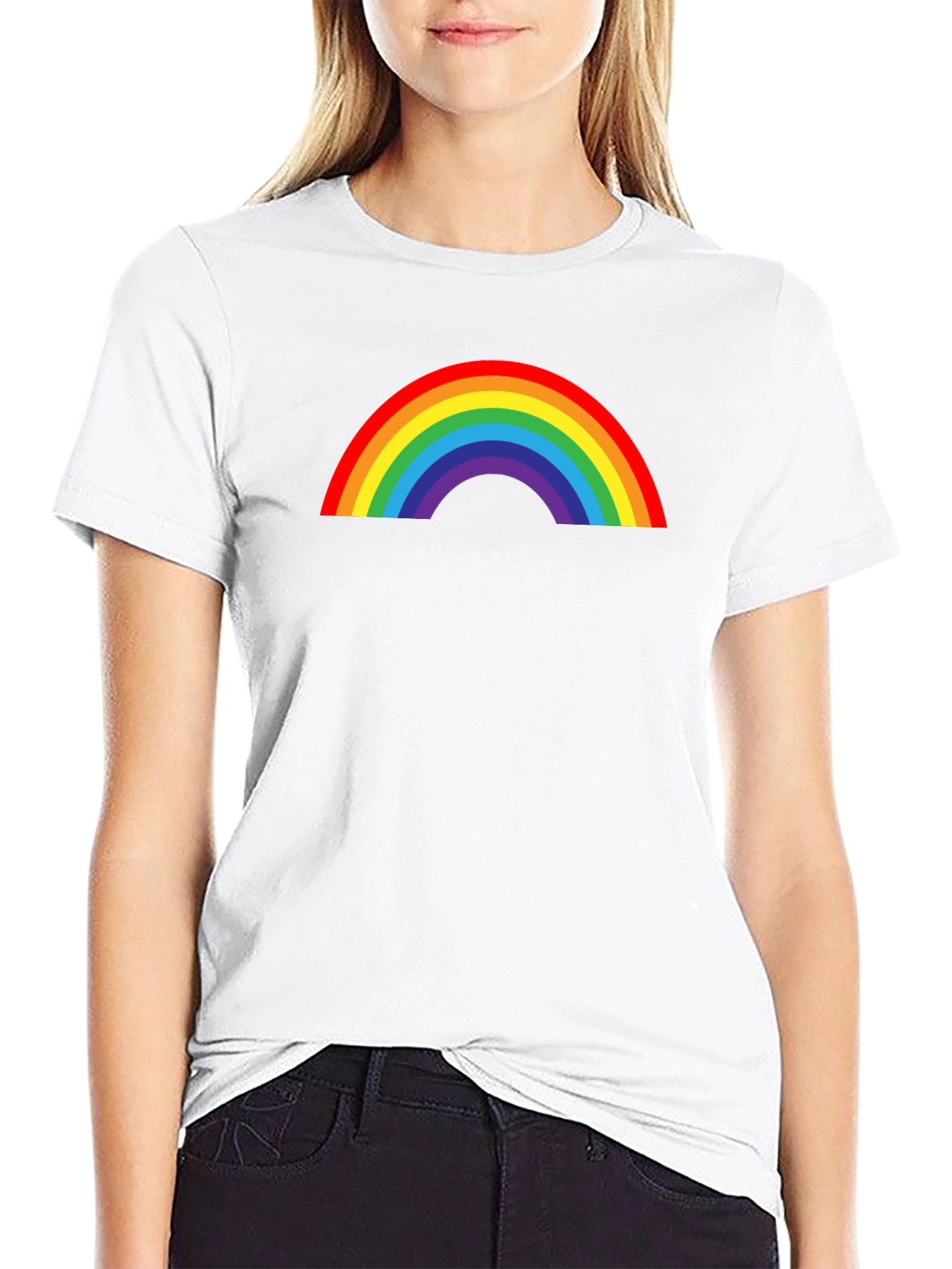 Rainbow Graphic Print Black T-Shirt