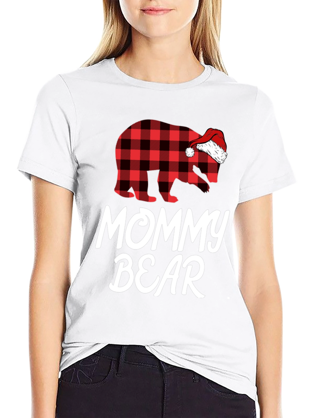 Mommy Bear Plaid Christmas T-Shirt