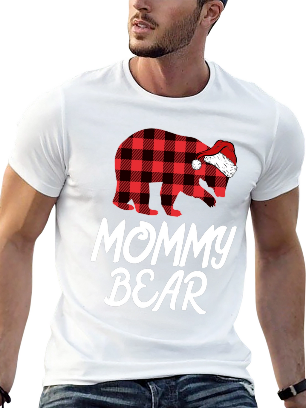 Mommy Bear Plaid Christmas T-Shirt