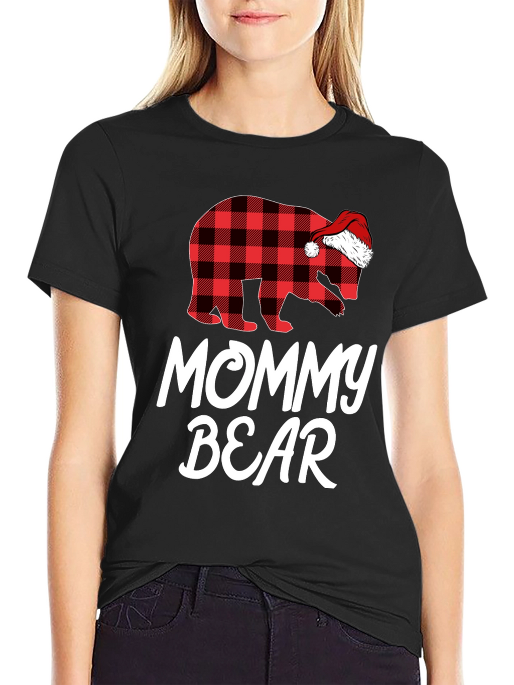 Mommy Bear Plaid Christmas T-Shirt