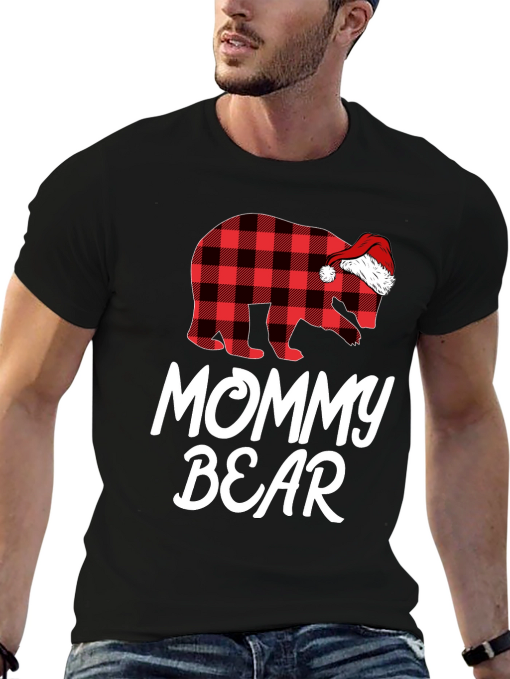 Mommy Bear Plaid Christmas T-Shirt