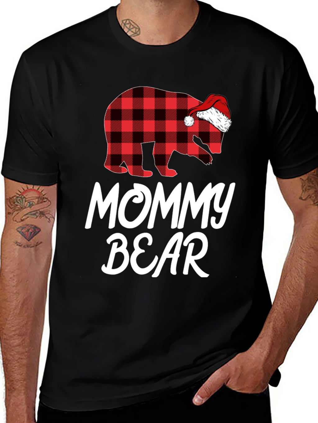 Mommy Bear Plaid Christmas T-Shirt