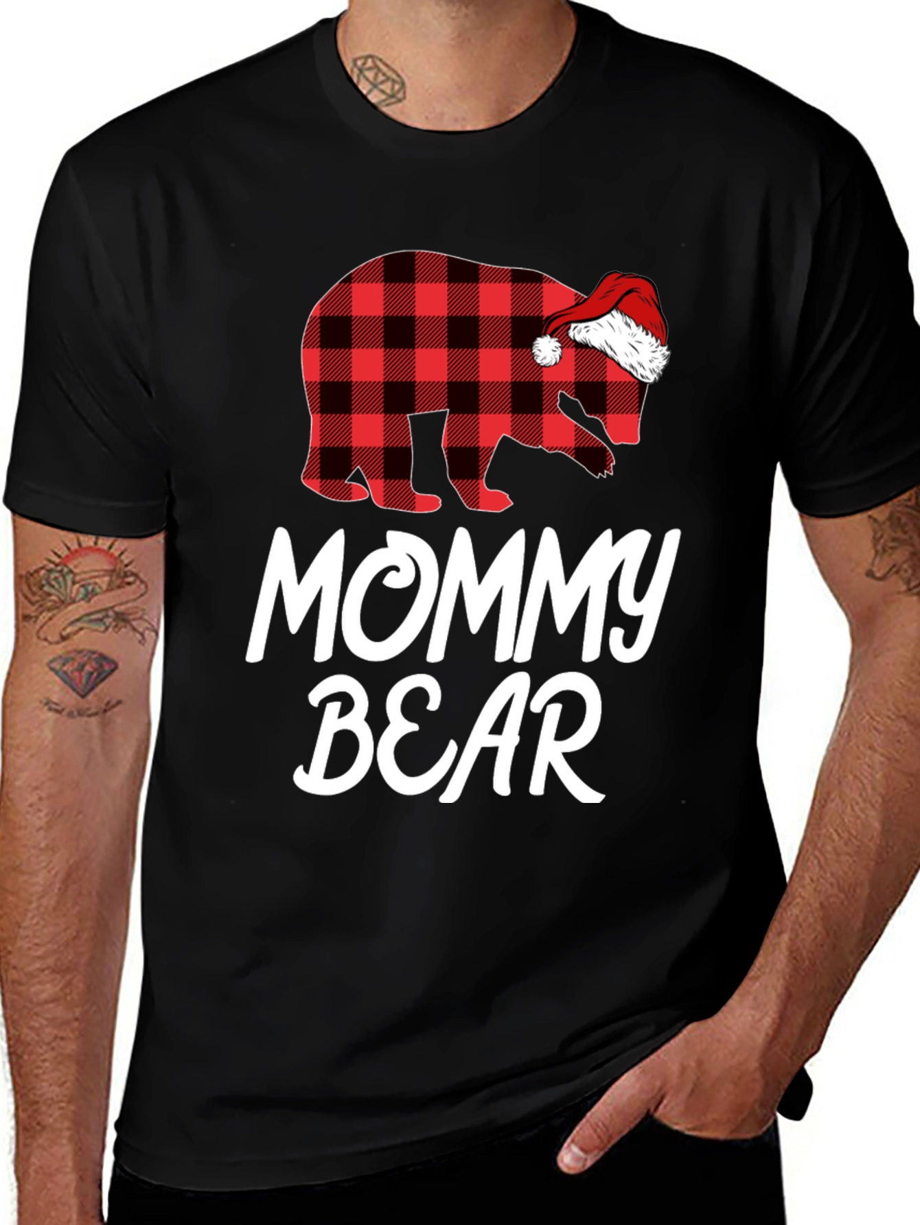 Mommy Bear Plaid Christmas T-Shirt