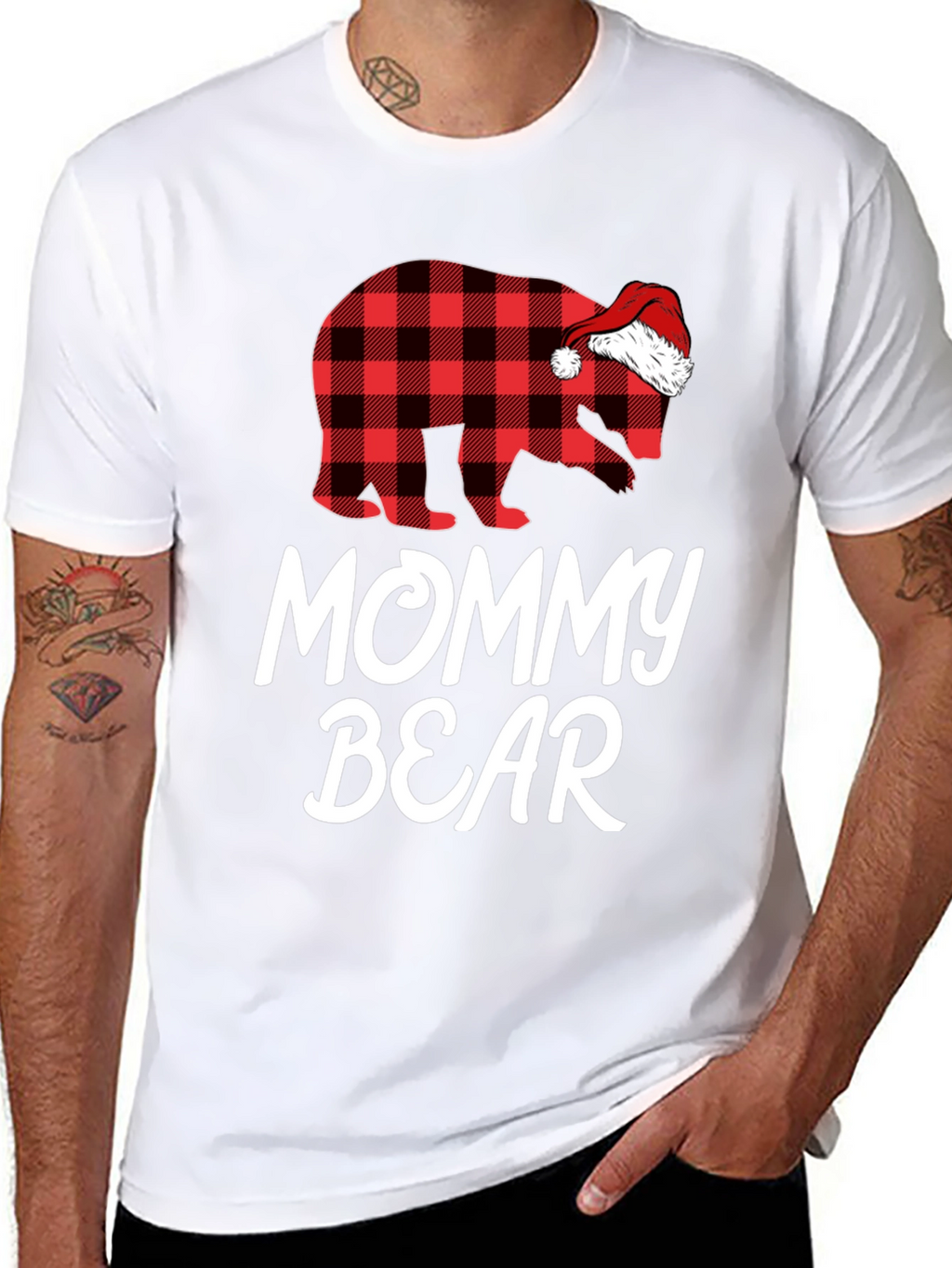 Mommy Bear Plaid Christmas T-Shirt
